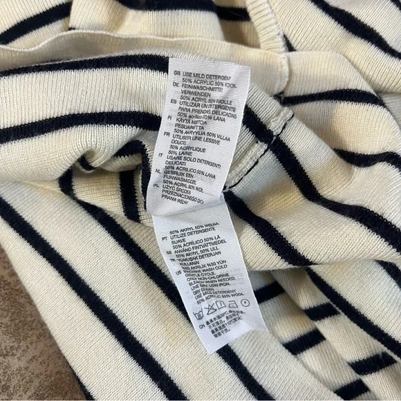& Other Stories Sweater Womens Medium White Navy Stripe Collared Nautical Sailor - Picture 9 of 10